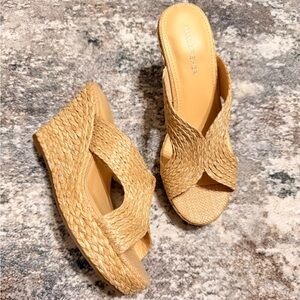 Marc Fisher Raffia Wedge Sandals